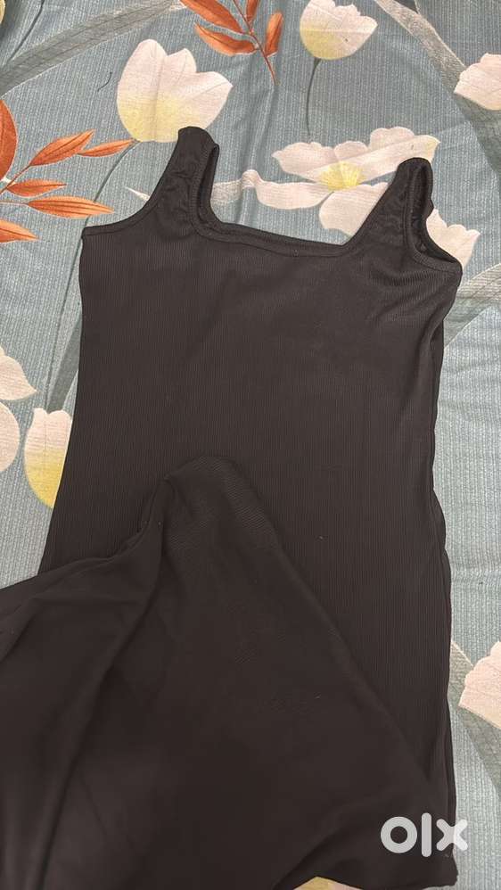 Women ribbed squre nexk bodycon dress