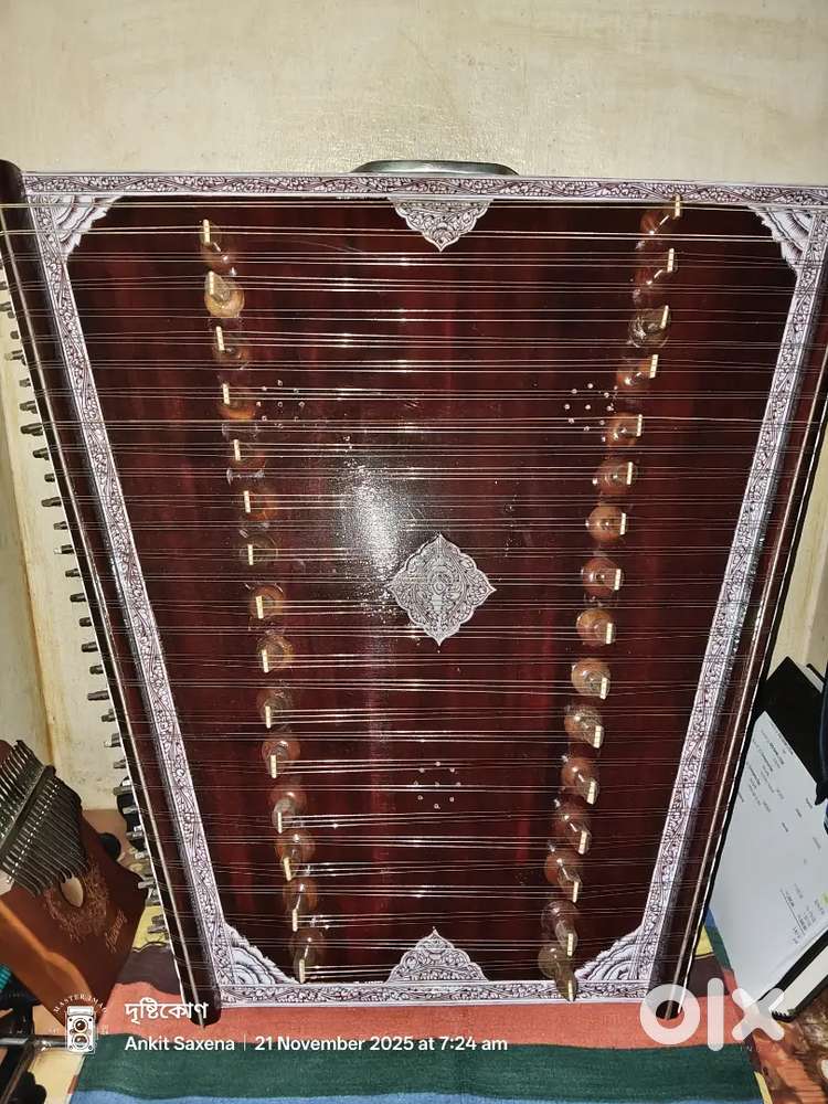 Wooden Santoor with Bag and wire