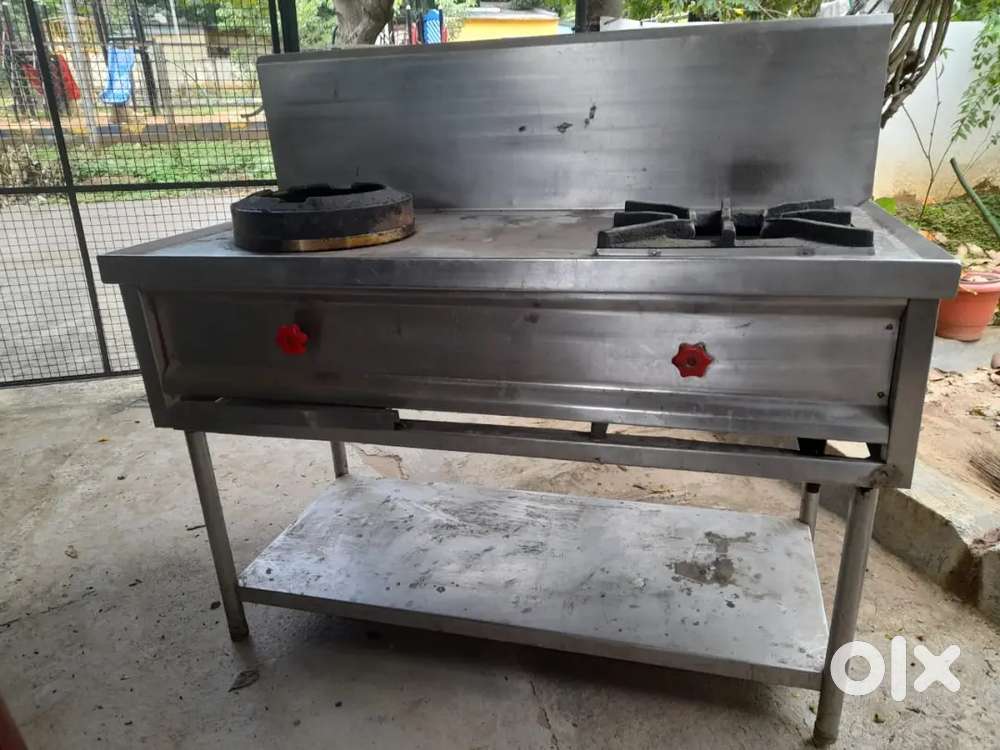 A kitchen stove with two burners