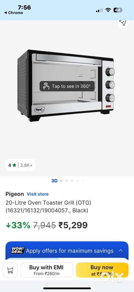 Pigeon Oven Toaster Grill 20 Liters