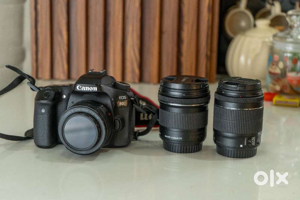 Canon 80D DSLR (Like New) + 3 Lenses (10-18mm, 50mm, 18-55mm)
