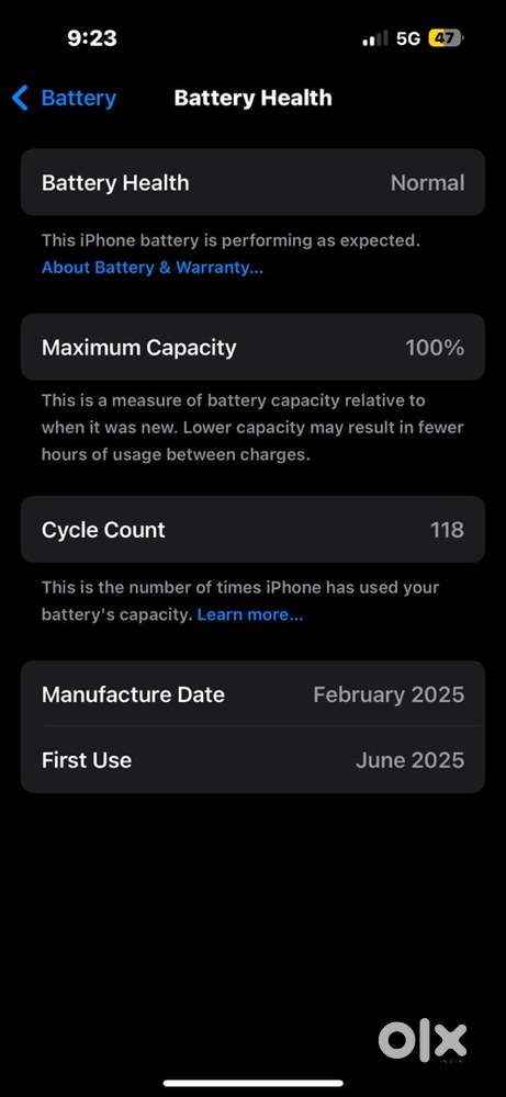 100% battery health , supermint condition