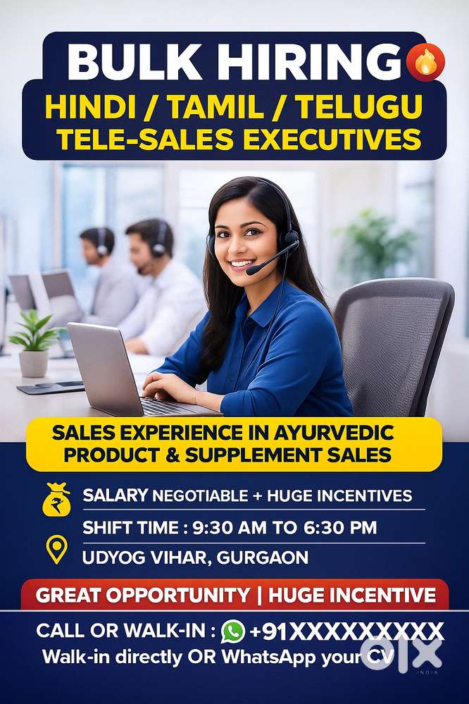 Hindi / Tamil / Telugu Tele-Sales Executives