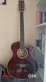 Brand new wood tone guitar with amplifier