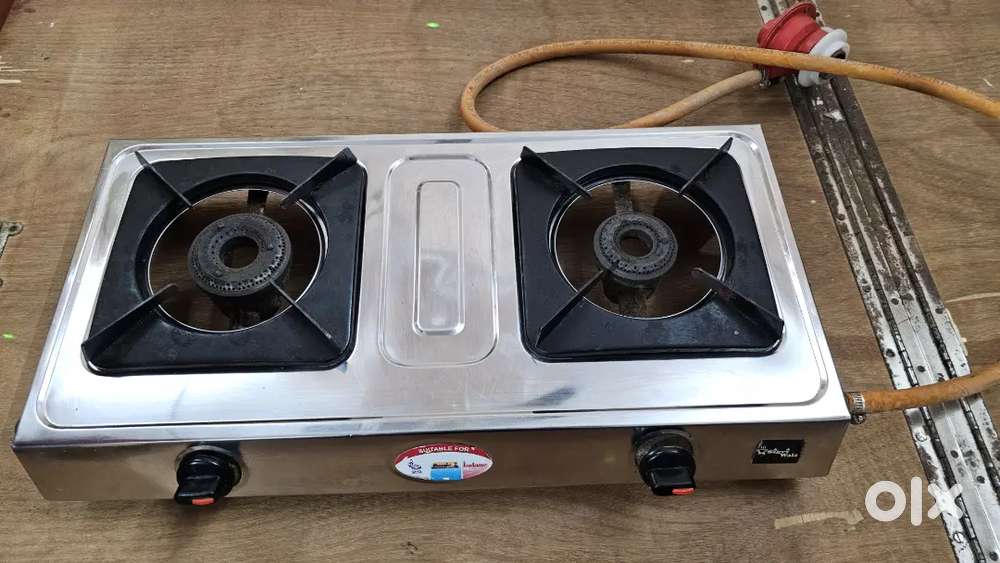 Two Burner Gas Stove with Pipe & Regulator