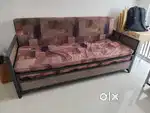 3-seat Sofa cum bed, 6-seat dining table, coffee table
