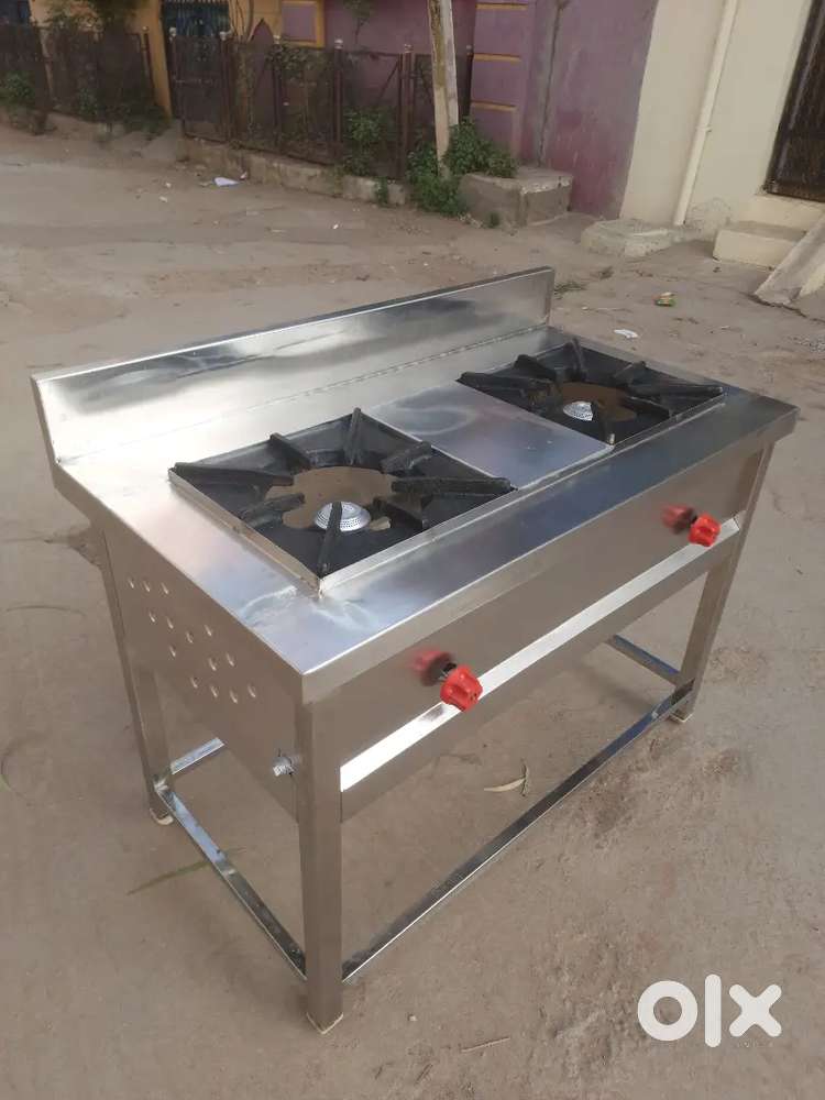 stainless steel 2-burner stove (indian) working condition For Sale