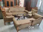 5 Seater Luxury Sofa Set with Couch and Glass Top Center Table.
