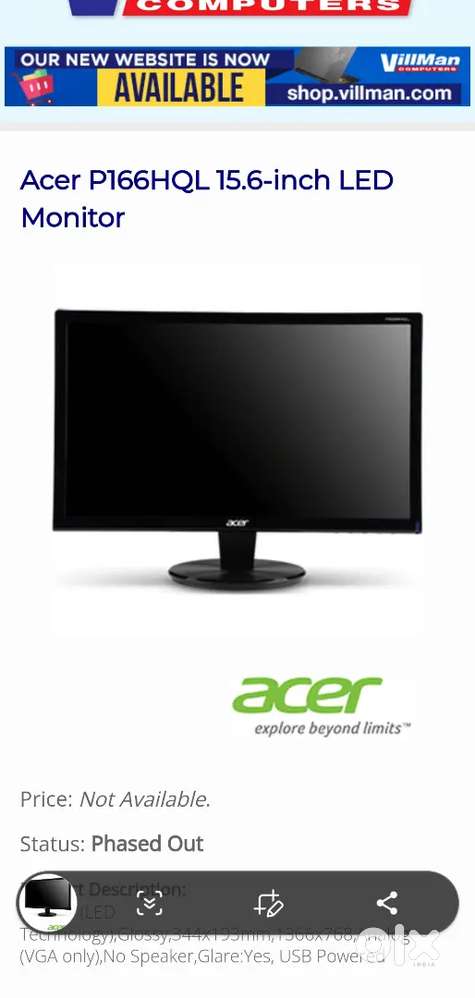 Acer computer monitor & sandwich Toaster& chair