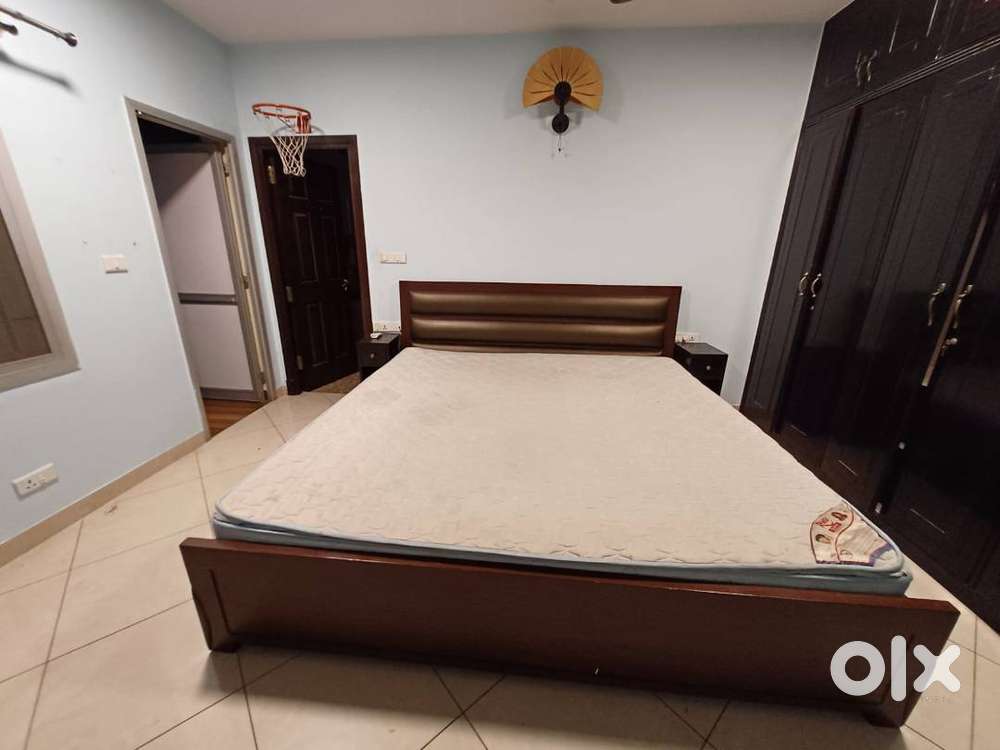 Wooden bed with Mattress and Storage