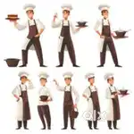 Cleaning staff and waiter