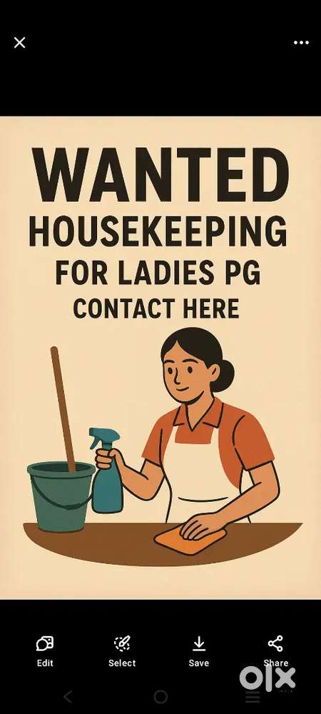 Urgent requirement for Housekeeping cleaner for Ladies Pg