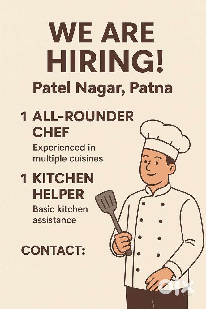 Need Kitchen Helper for restaurant