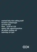 CAR LOAN DSA NEED FEMALE TELE CALLER