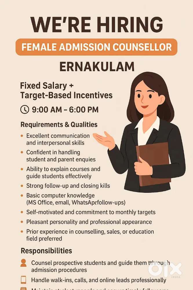 HIRING Female Admission Counselor  for Ernakulam
