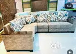 L SHAPE SOFA set with flowers pillow and beautiful colours