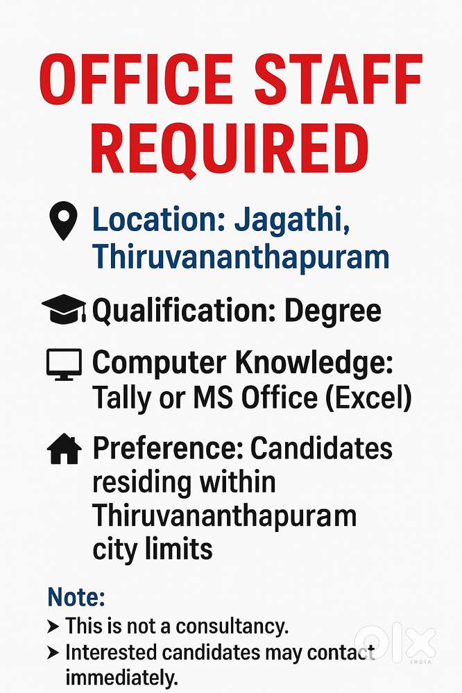 OFFICE STAFF REQUIRED (LADIES)