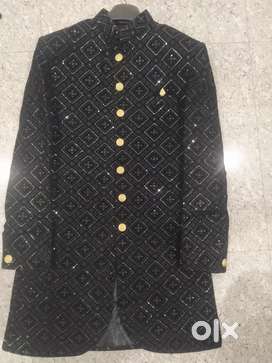 Black Jodhpuri coat with chippa design