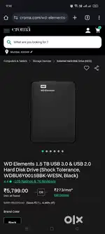 1TB USB HARDDISK WD NEW