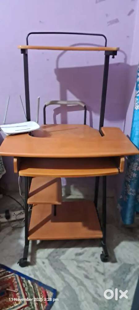 Computer table with printer stand