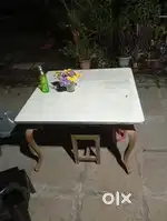 Antique Wooden Table, around 90 years, 47X47X 32,laminated surface.