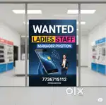 Looking for Ladies Staff for Store Manager for a Electronics store