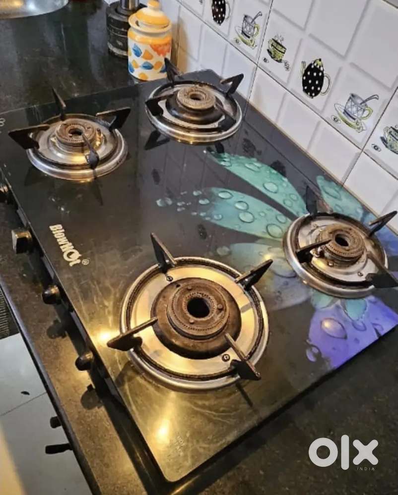 BlowHot 4 Burner Glass Top Gas Stove