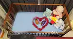 Babyhug Malmo wooden cot with Bedding