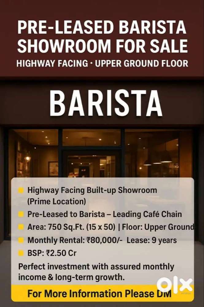 Already leased to Barista, one of India's leading café chains