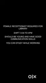 FEMALE RECEPTIONIST FOR LIBRARY IN GANDHI NAGAR
