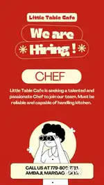 Chef wanted in Margao Cafe