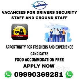 HIRING FOR DRIVERS SECURITY STAFF AND GROUND STAFF IN AIRPORT