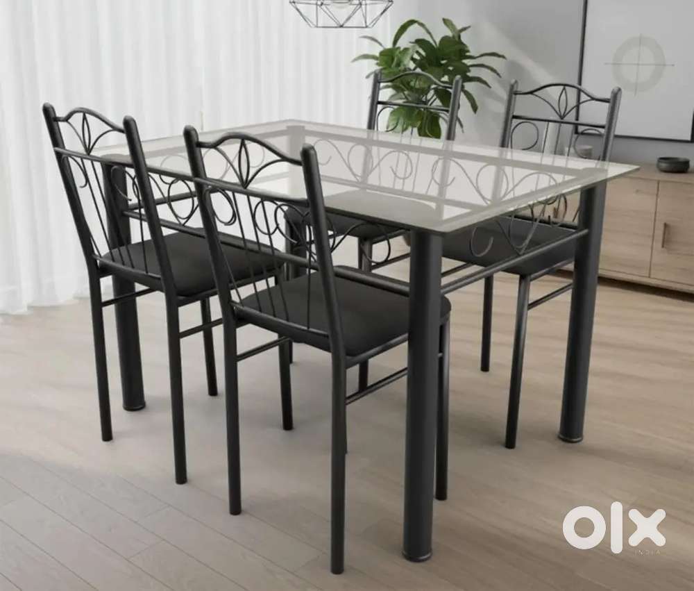 Glass dining table & cot with matress