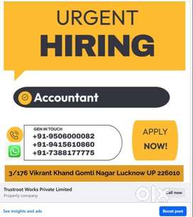 We are Hiring Accountant for Real Estate Company Gomti Nagar Lucknow