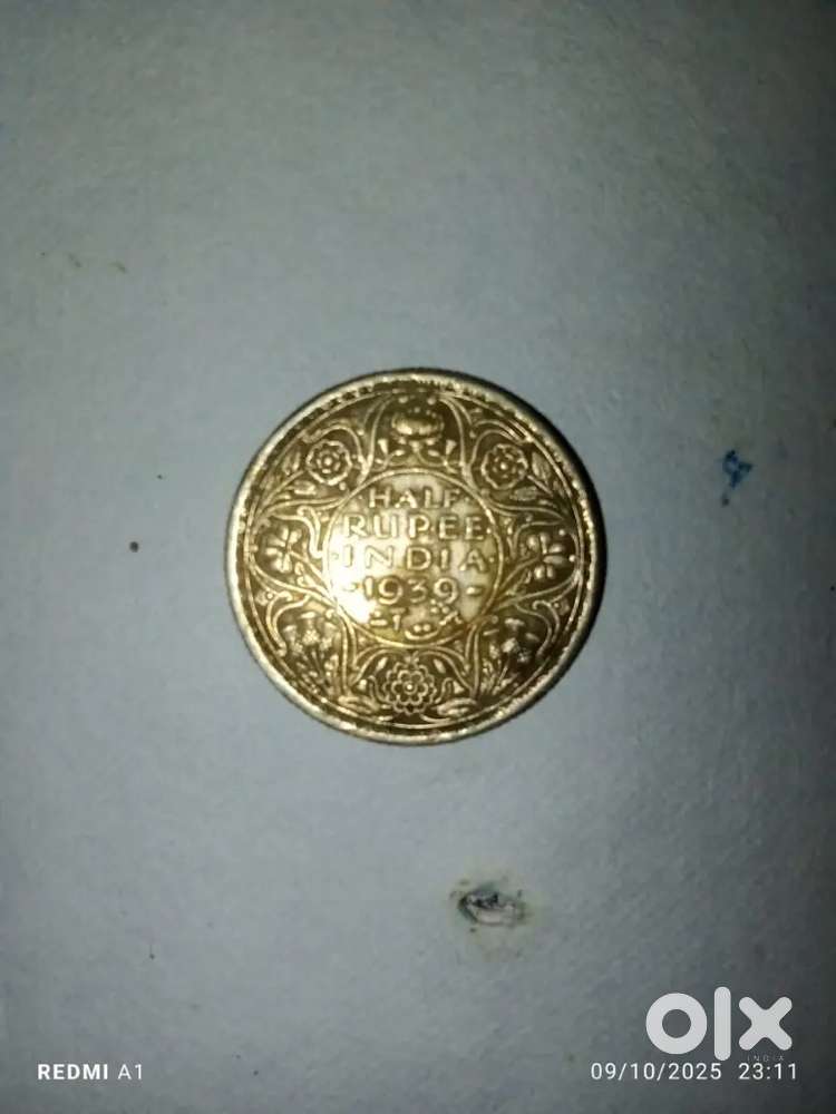 1939 British India Half Rupee Silver Coin King George VI (Rare)