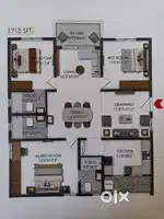 1710sft 3BHK flat in Miyapur, near handover date and registration.