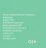 Wanted Delivery Associate in Bowenpally