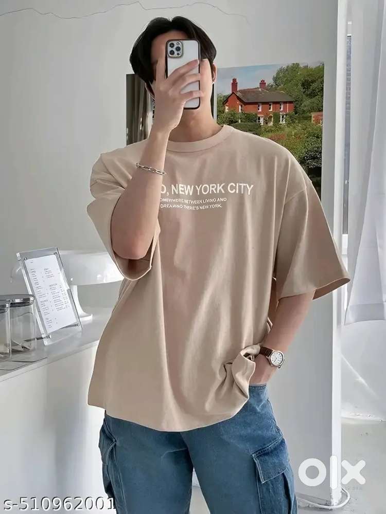 MENS STYLISH BEIGE COTTON BLEND OVERSIZED