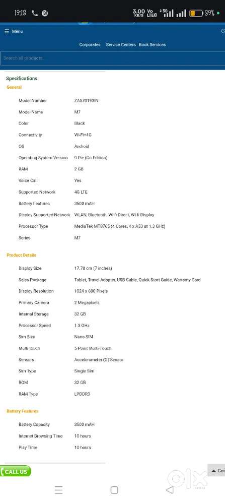 LENOVO TAB 4G  2GB RAM 32 GB MEMORY