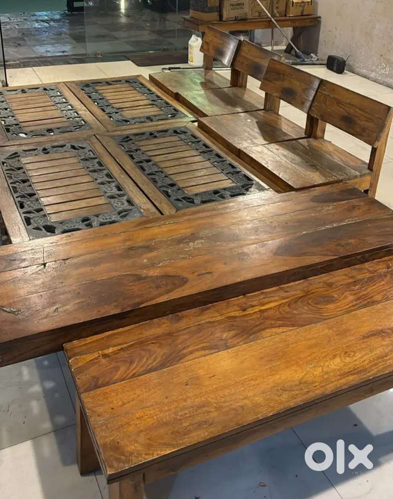 wooden chair center table wooden bench