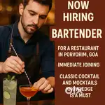Hiring Bartender for a Restaurant in Goa Porvorim