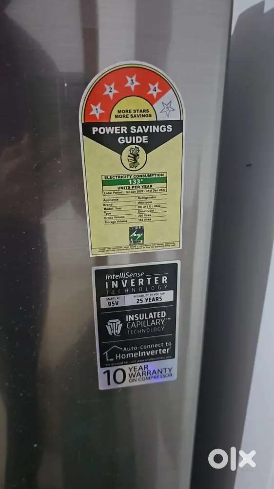 Whirlpool single door refrigerator, 215L