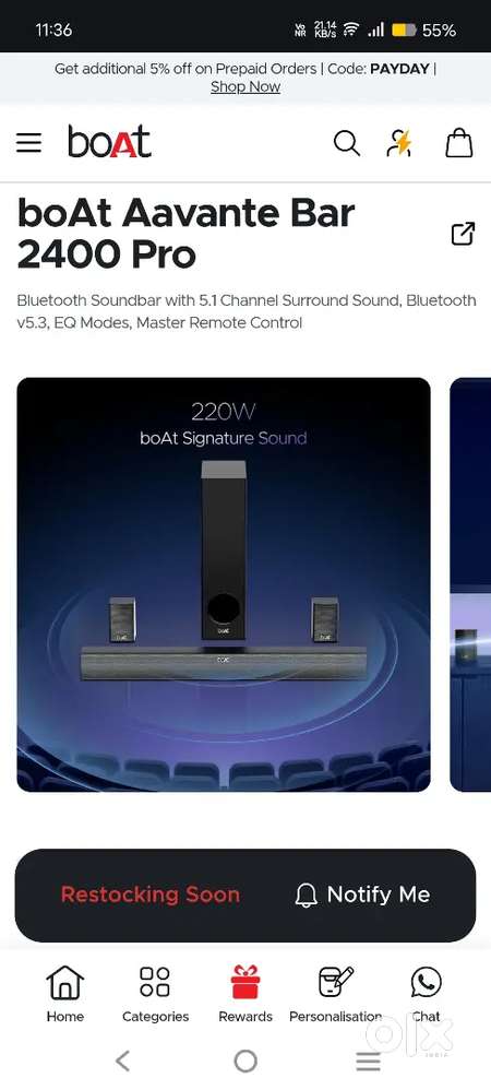 Boat aavante bar 2400 pro with 5.1 sound