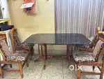 Teakwood topped with glass Dining table 6 seater & 4 chairs