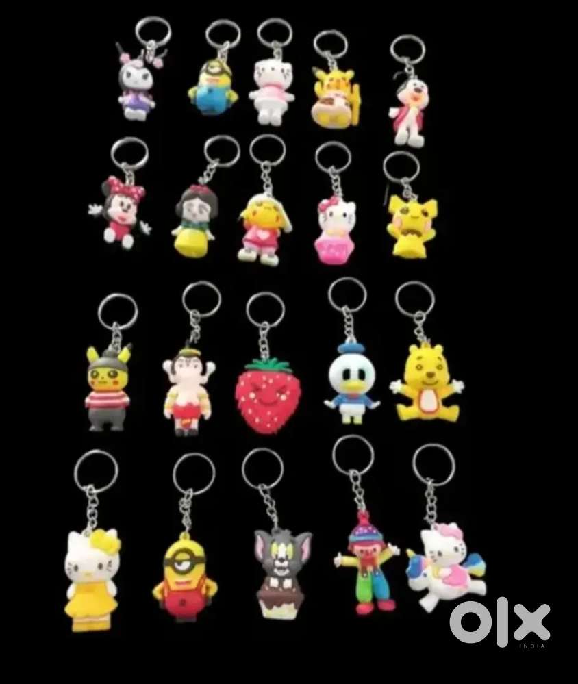 PVC/Rubber 3D Miniature Cartoon Character Keychains (Dozen 12 piece).