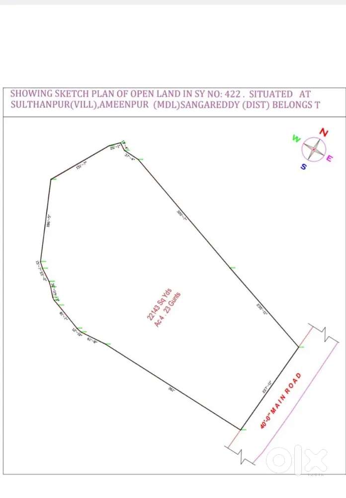 4 acers 23 guntas INDUSTRIAL land available for SALE in BOLLARAM