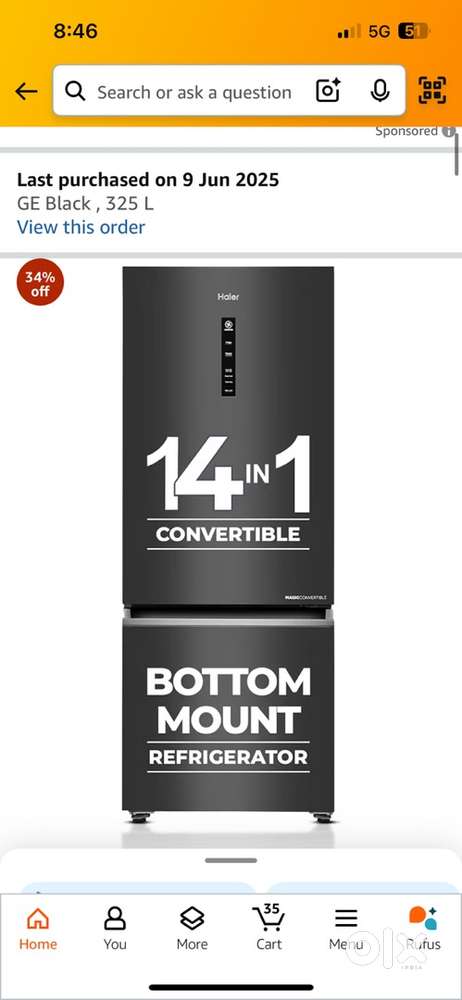 New bottom mount fridge