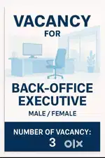 Vacancy for back office executive