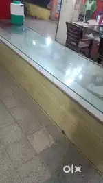 wooden glass counter
