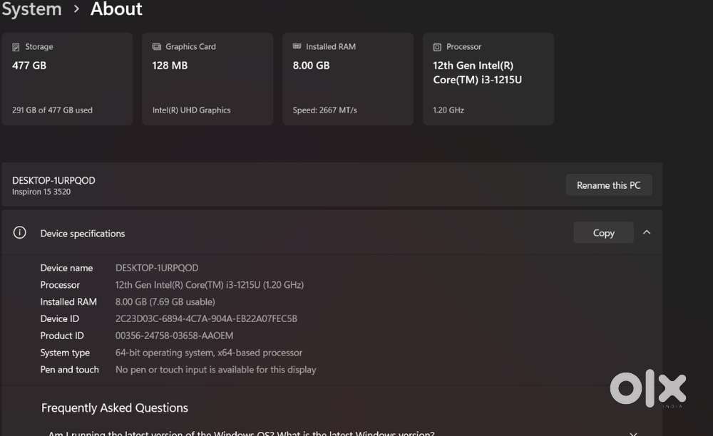 DELL INSPIRON Laptop for Sale – Excellent Condition